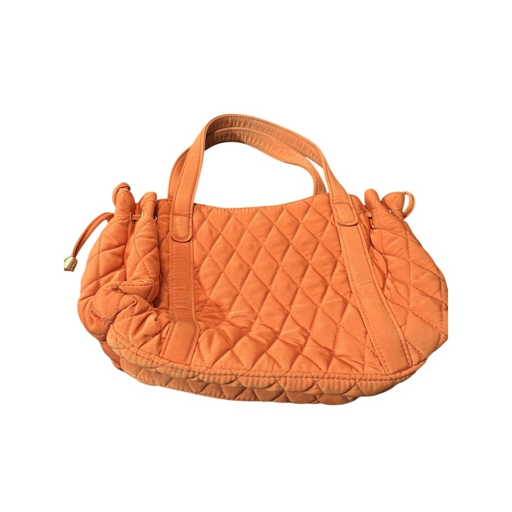 Vera Bradley Quilted Orange Drawstring Shoulder Bag Magnetic‎ Snap Closure